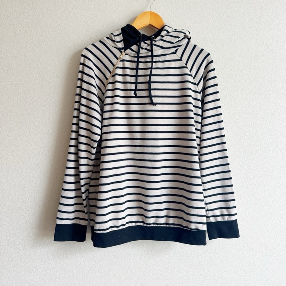 A Dip Of Darling Striped Double Hoodie Sweatshirt Size Large